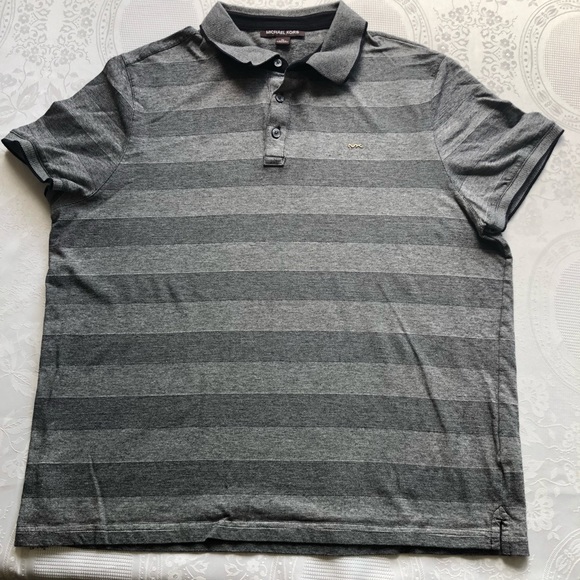 Michael Kors Gray Stripes Polo Shirt Men’s Size XL Short Sleeves Classic-Fit - Picture 16 of 16
